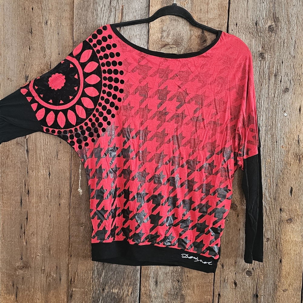 Desigual Red and Black Patterned Sweatshirt